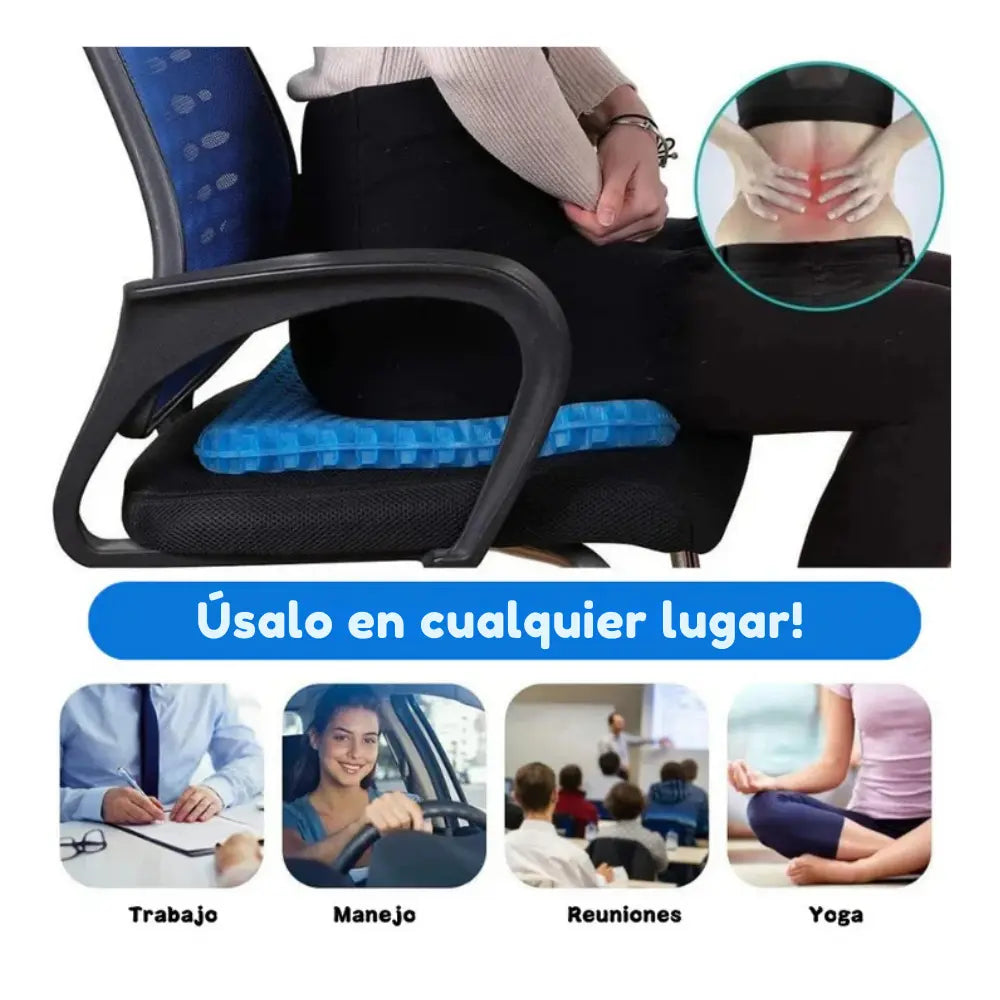 ErgoGel Pro® Cojín Ergonómico de Gel - Soporte Cómodo por Largas Horas + Funda de Regalo.