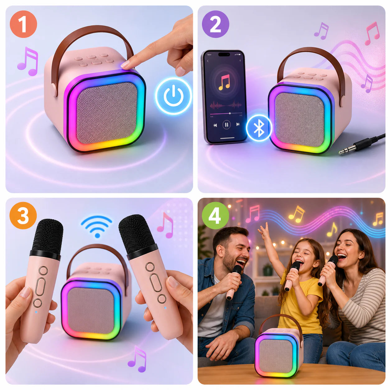 Karaoke Box Pro - Parlante Karaoke Portátil + 2 Micrófonos Inalámbricos. ¡Canta y Diviértete Donde Quieras!
