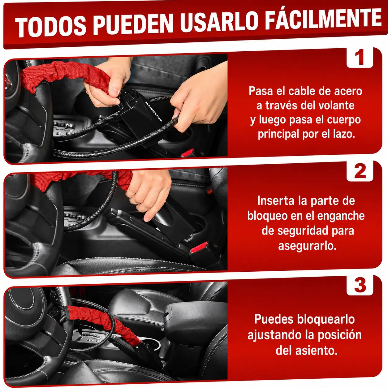 SafeWheel Pro, Refuerza la Seguridad de tu Auto - Traba de Seguridad al Volante.