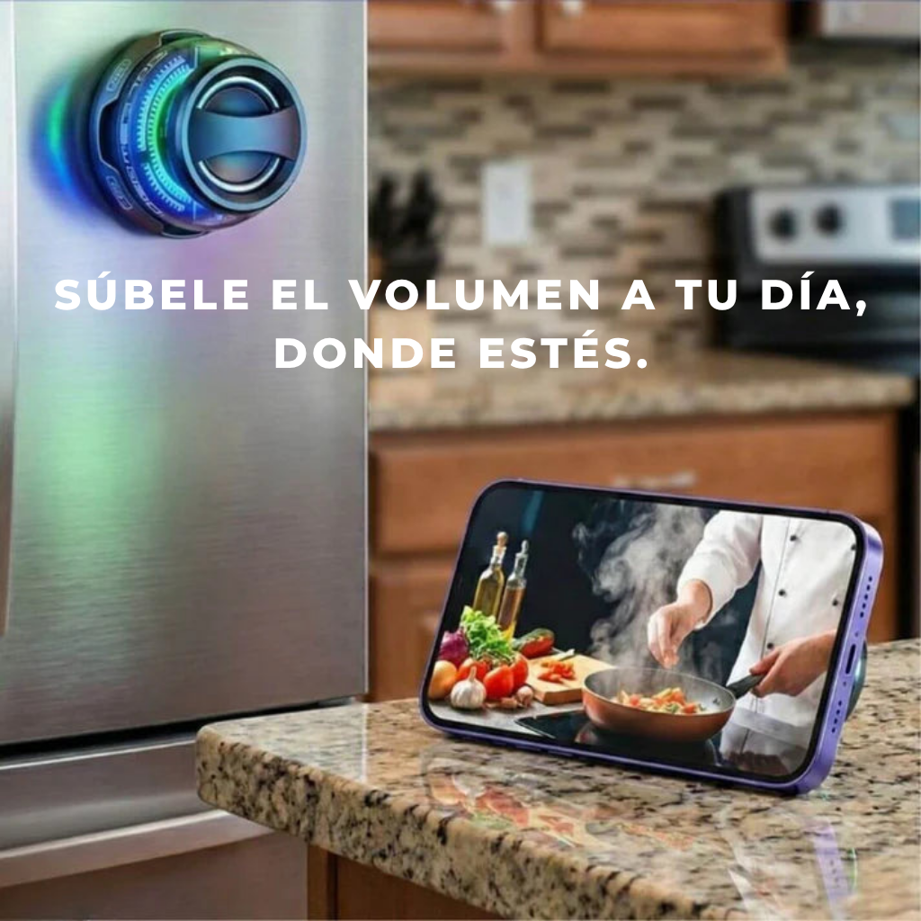 MagBoom Pro Parlante Magnético Portátil - El Mini Parlante que Potencia el Sonido - 2 x 1