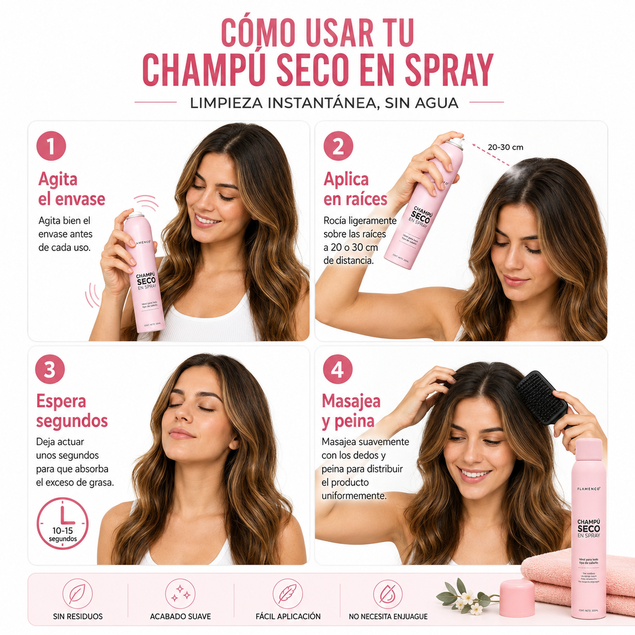 Flamenco Fresh, Shampoo en Seco 2 x 1 - ¡Cabello limpio al instante!