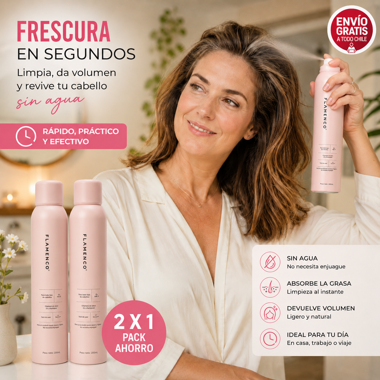 Flamenco Fresh, Shampoo en Seco 2 x 1 - ¡Cabello limpio al instante!