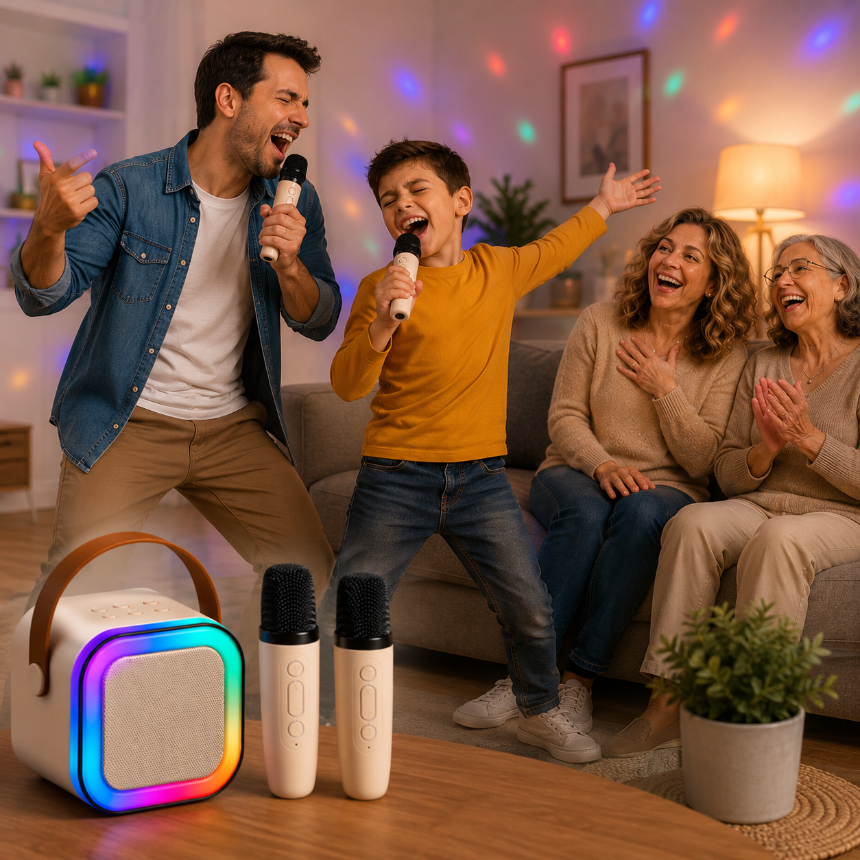Karaoke Box Pro - Parlante Karaoke Portátil + 2 Micrófonos Inalámbricos. ¡Canta y Diviértete Donde Quieras!