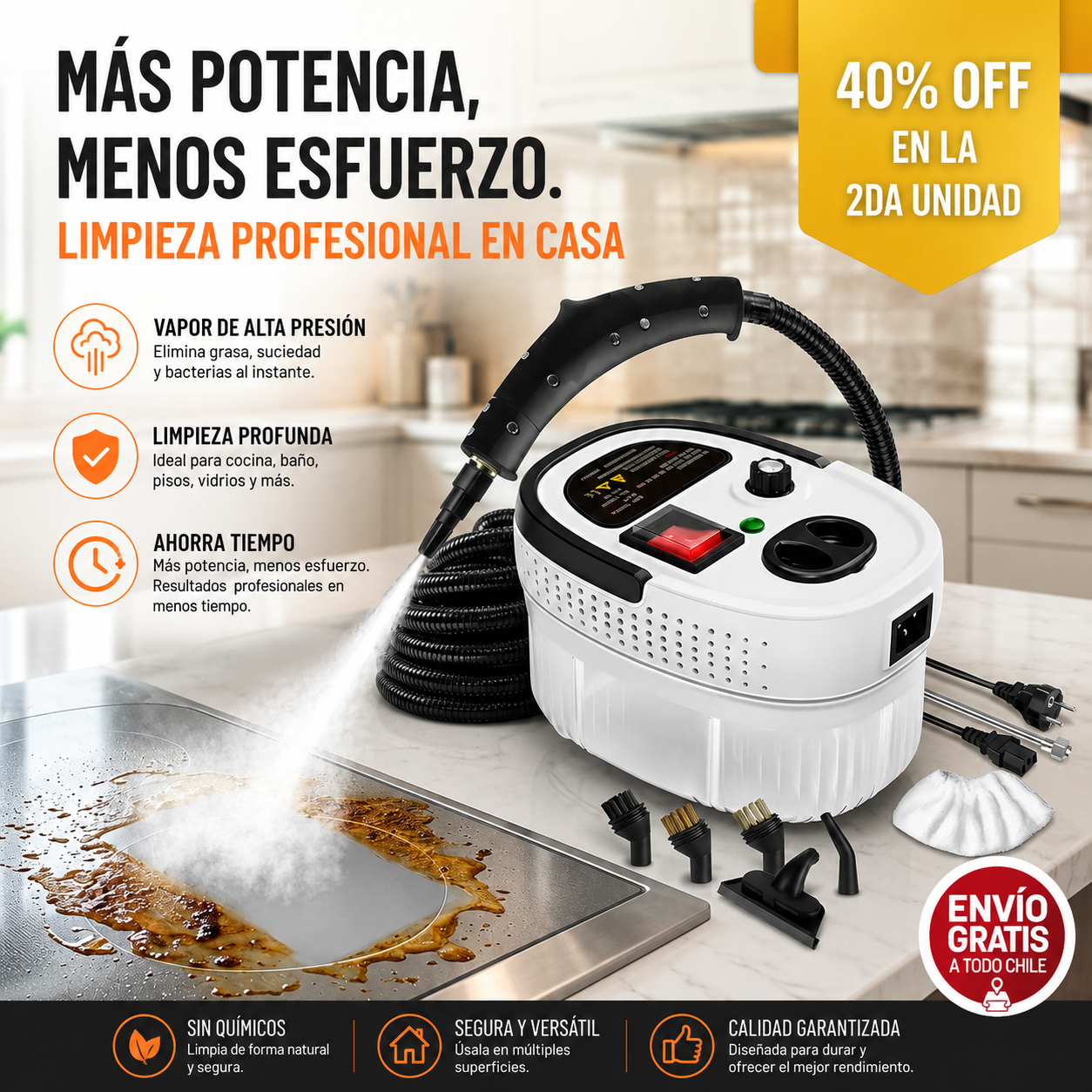 SteamPro- Máquina de Limpieza a Vapor - Limpieza Profesional En Casa.