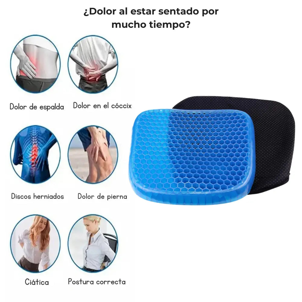 ErgoGel Pro®  Cojín Ergonómico de Gel - Soporte Cómodo por Largas Horas + Funda de Regalo.