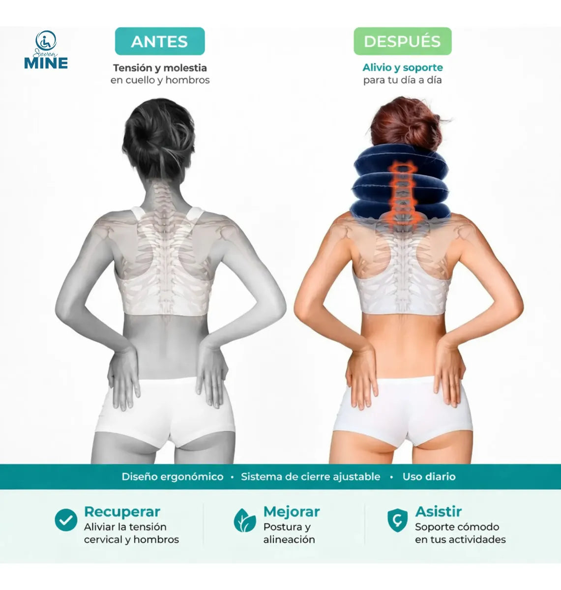 CerviFlex Air® Soporte Cervical Inflable -  Reduce la Presión Cervical Diaria.