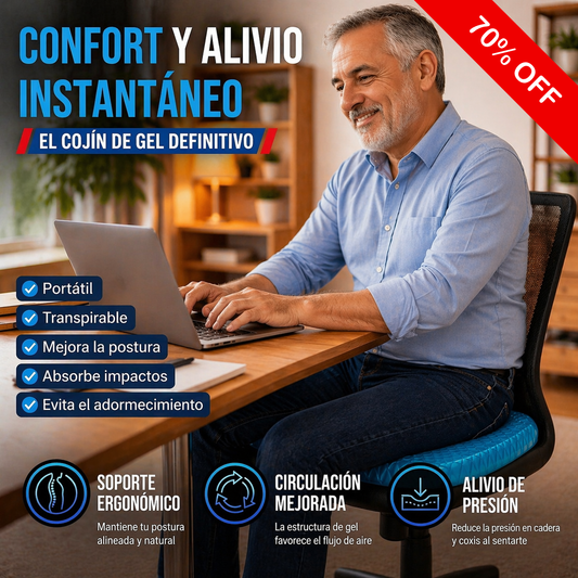 ErgoGel Pro®  Cojín Ergonómico de Gel - Soporte Cómodo por Largas Horas + Funda de Regalo.