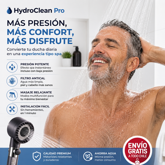 HydroClean Pro® - Cabezal de Ducha - ¡Ducha Potente y Purificada!
