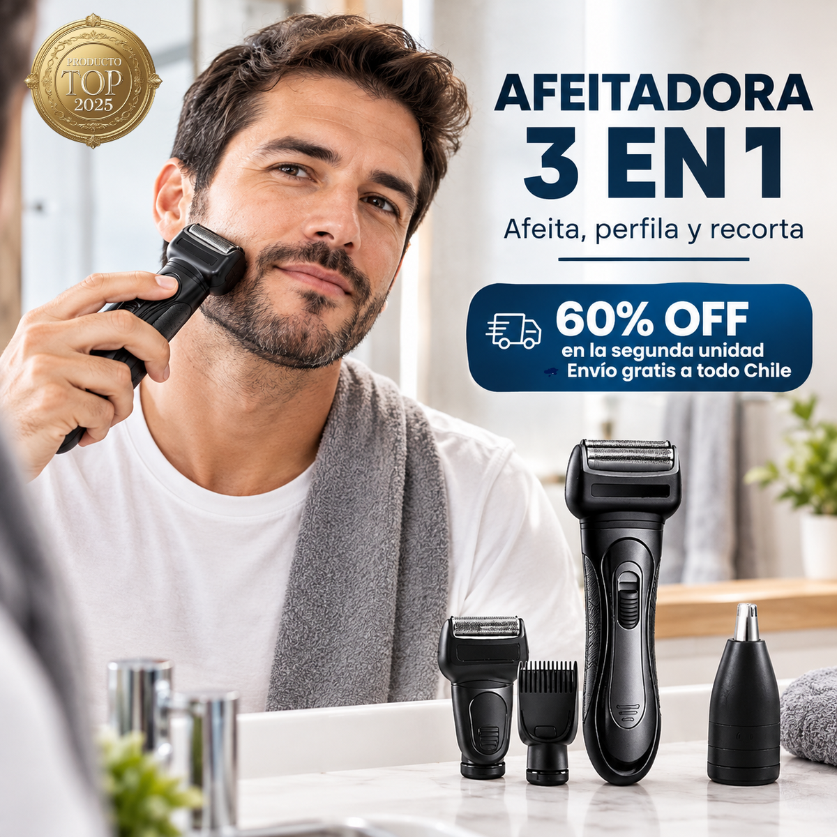 Afeitadora PROFESIONAL SHAVER® Kit 3 en 1 - ¡MÁS POTENCIA INALÁMBRICA!