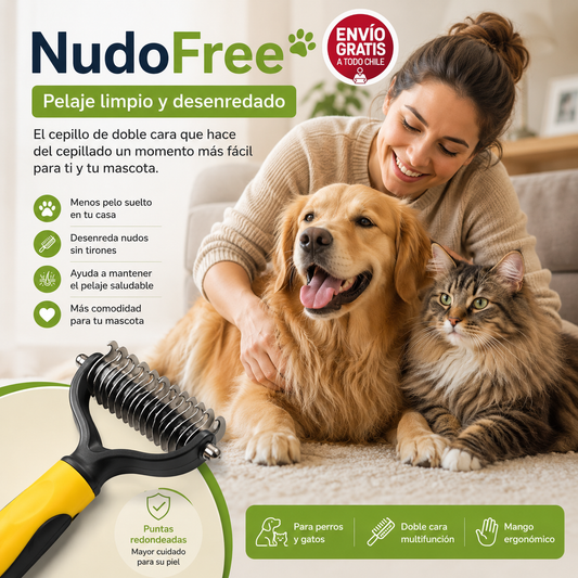 Cepillo Mascotas, NudoFree - Pelaje Limpio y Desenredado.
