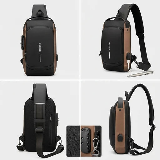 Bolso mochila Antirrobo Impermeable, CrossGuard - Organiza y protege lo esencial.