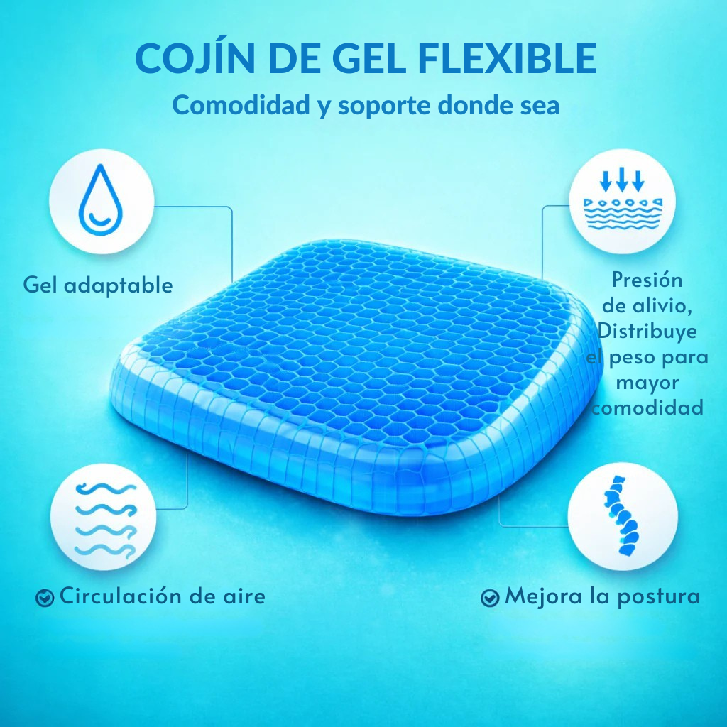 ErgoGel Pro®  Cojín Ergonómico de Gel - Soporte Cómodo por Largas Horas + Funda de Regalo.