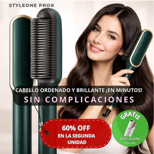 StyleOne Pro®  Cepillo Alisador 3 en 1 - Alisa, Ondula y Modela en Minutos + Depiladora Facial GRATIS