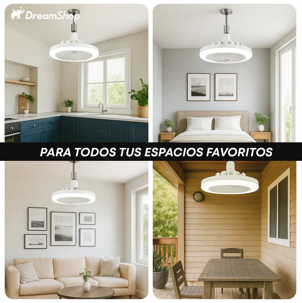 VENTILADOR DE TECHO CON LUZ LED + CONTROL REMOTO